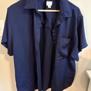 Women’s satin Navy Blue Shirt